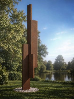 Impression in park, Cor-Ten steel, 3.20 m , 2026 · Visualisaties · Eric Lugtigheid